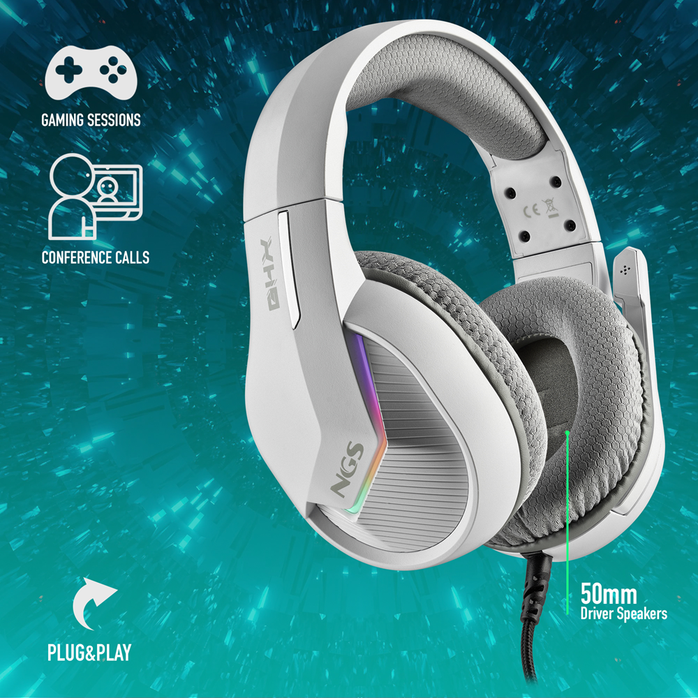 Auriculares Inalámbricos Gaming con Micrófono NGS GHX-600/ Jack 3.5/ USB  2.0/ Óptica/ Negros