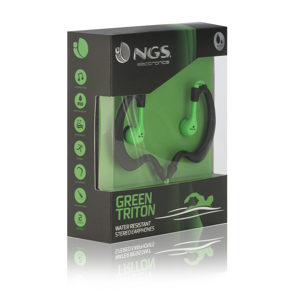 Auriculares resistentes al agua para nadar ngs triton green