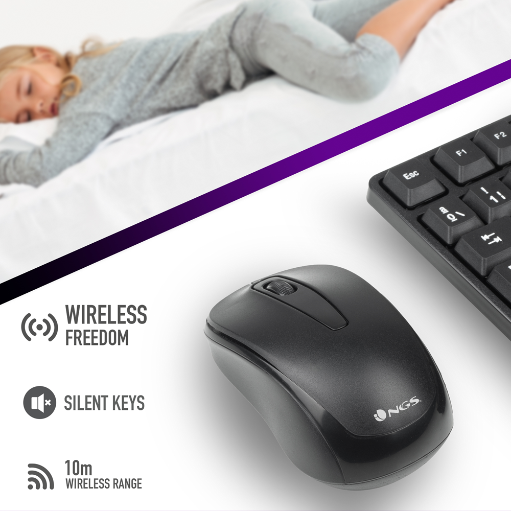 Set Tastiera E Mouse Wireless 2.4 GHz Con Poggiapolsi - Mouse Ottico 3 DPI Regolabili - Plug & Play Per PC, Laptop, Windows, Mac