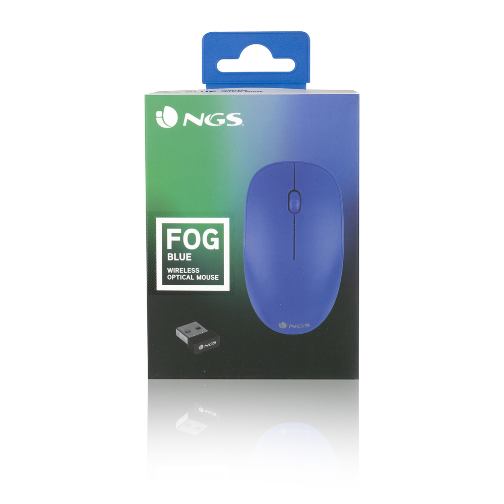 Ratón fog inalámbrico. receptor USB nano azul